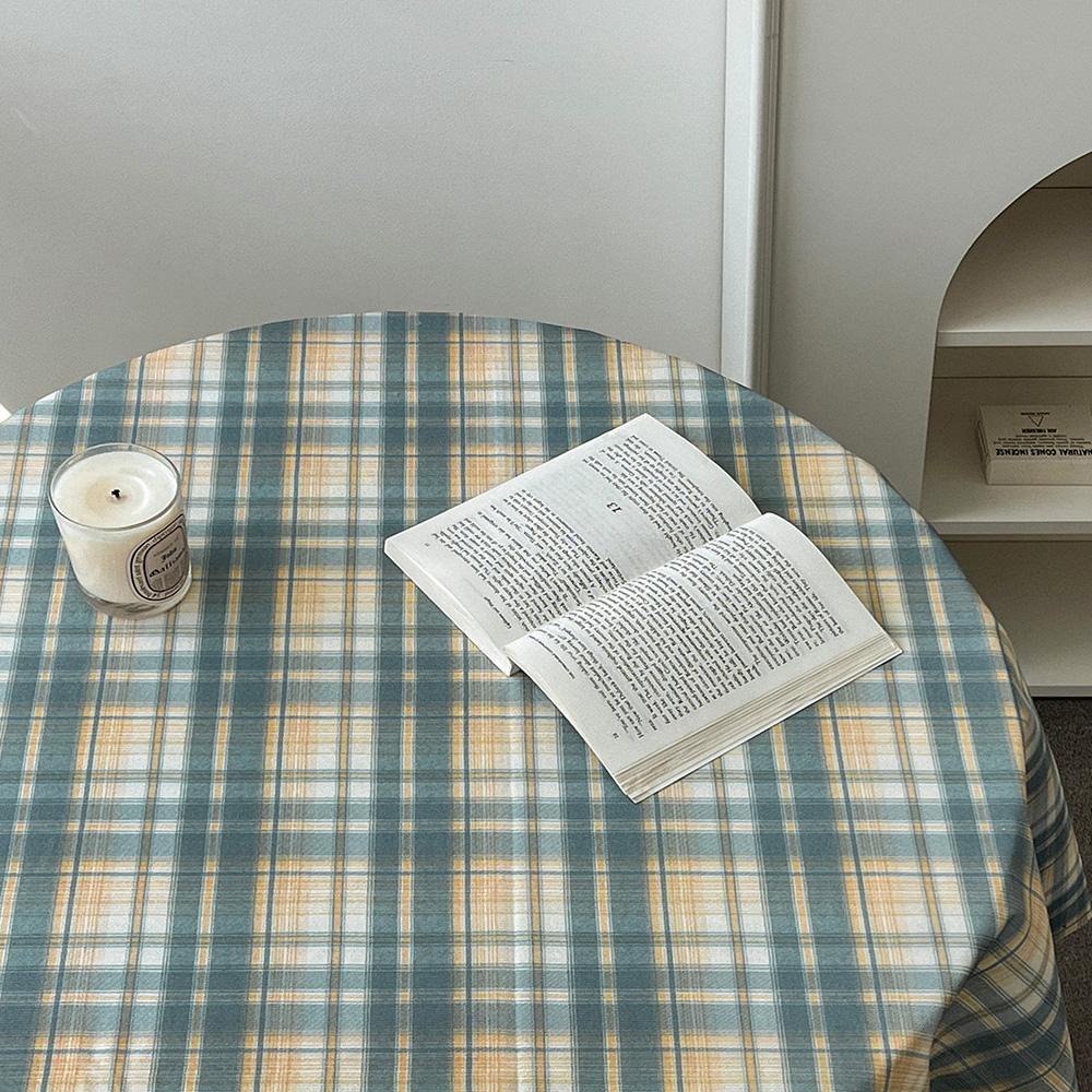 생활방수 식탁보 체크 원형 직사각 테이블보 2color