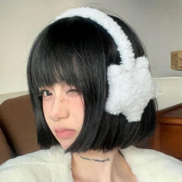 [당일출고/화이트] 별 하트 퍼 겨울 귀마개 (2color)