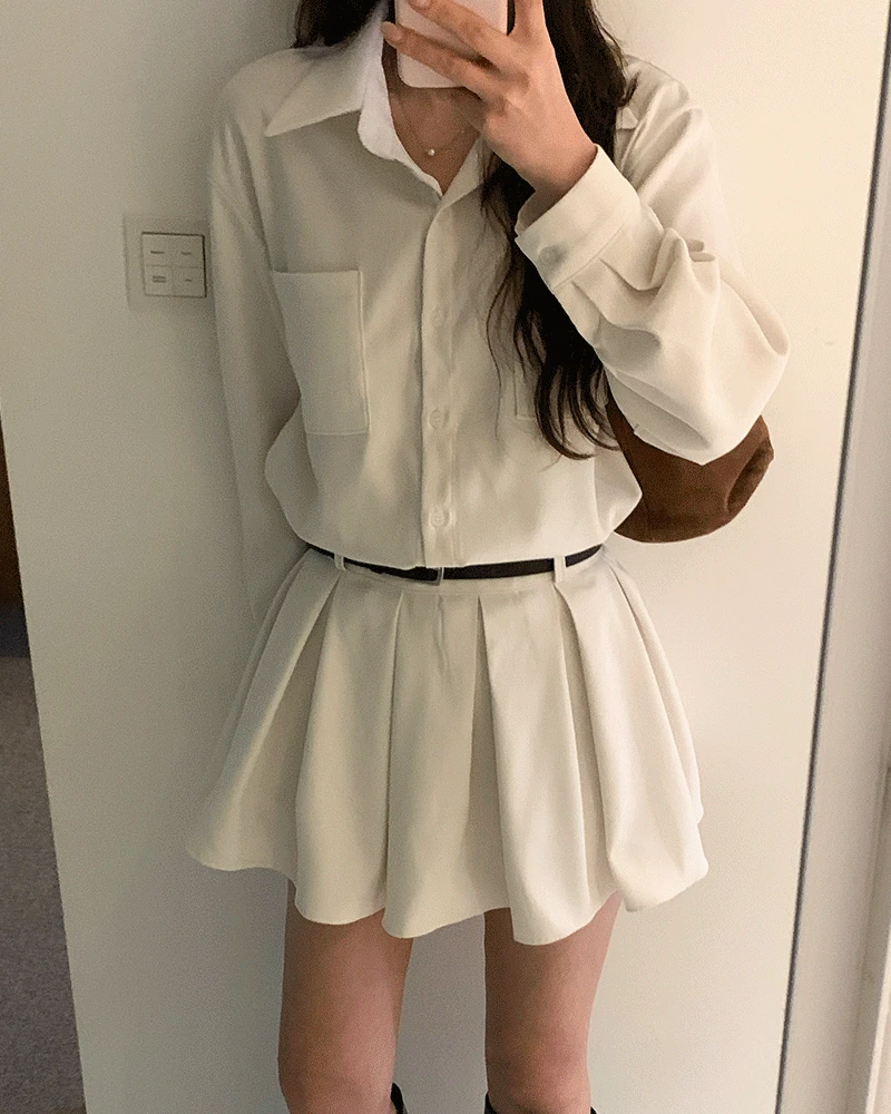 [벨트세트✨/고퀄리티] 크리미 골덴 미니 원피스