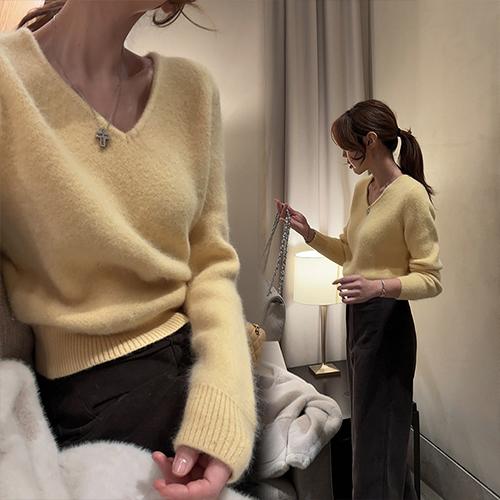 메리 앙고라 브이넥 KNIT