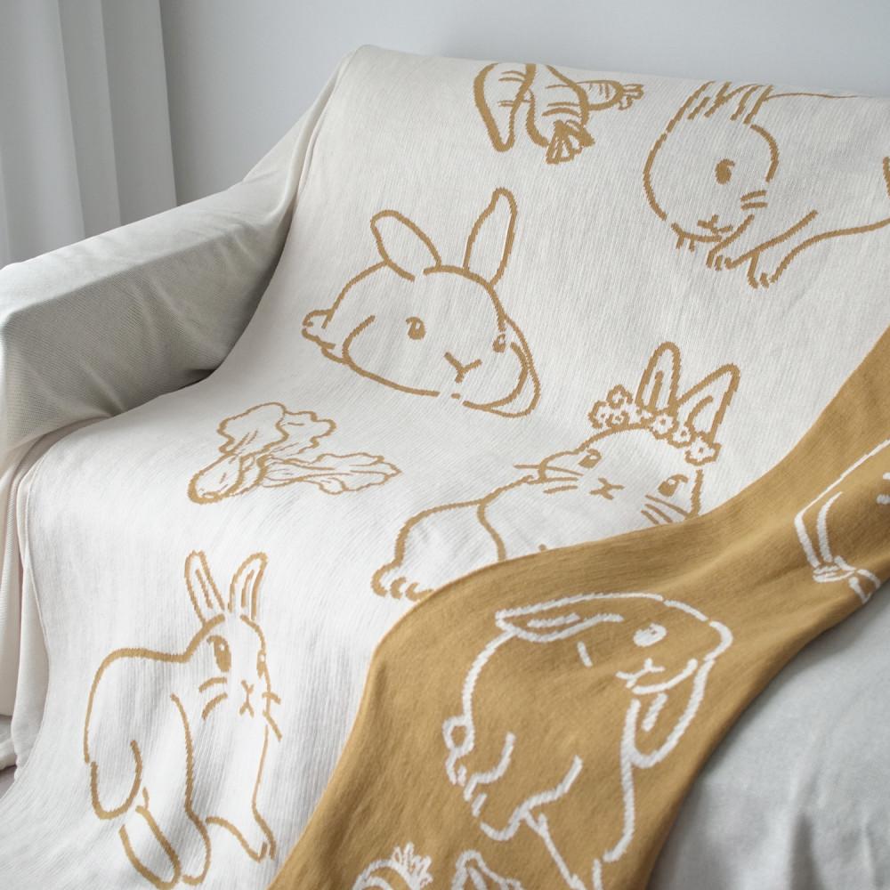 베르데 토끼 양면 니트 블랭킷 빅사이즈 2color 담요 쇼파 러그