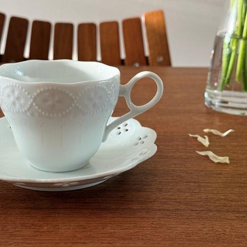 이자와 펀칭 레이스 커피잔 세트