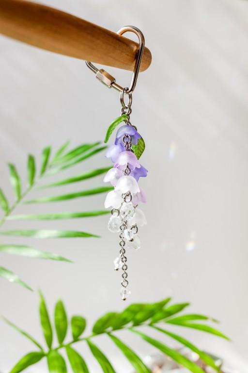 써지컬스틸 등나무꽃 하트 카라비너 키링 💜 핸드폰줄