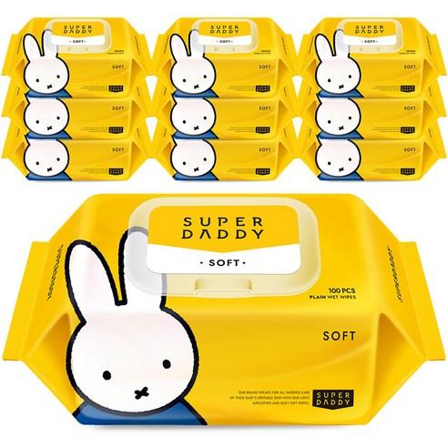 슈퍼대디 저자극 아기물티슈 소프트 캡형, 50g, 100개입, 10개 - 물티슈/건티슈 | 쿠팡