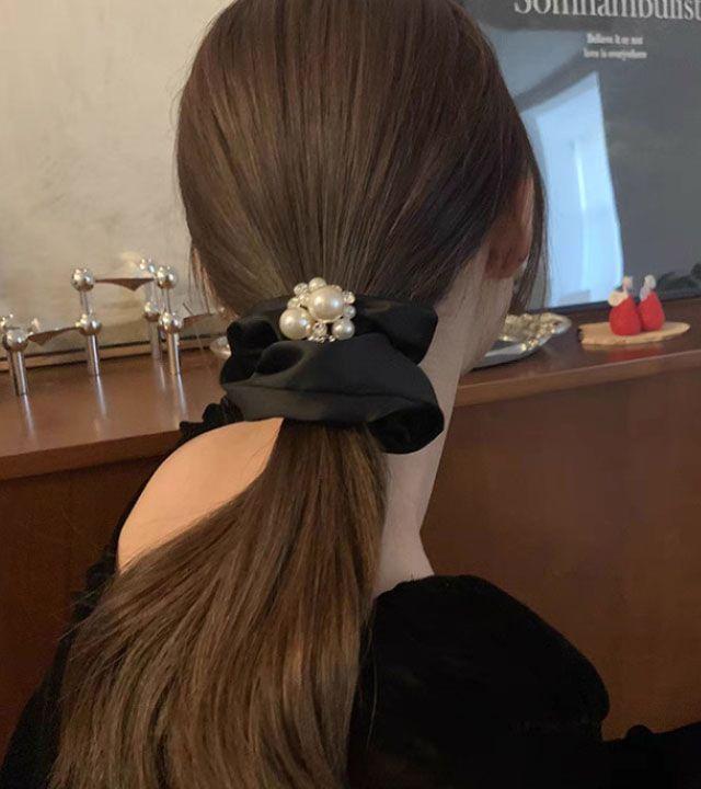 블랙펄 곱창 진주 머리끈  똑딱핀 리본핀 집게핀  세틴 하이틴 헤어핀