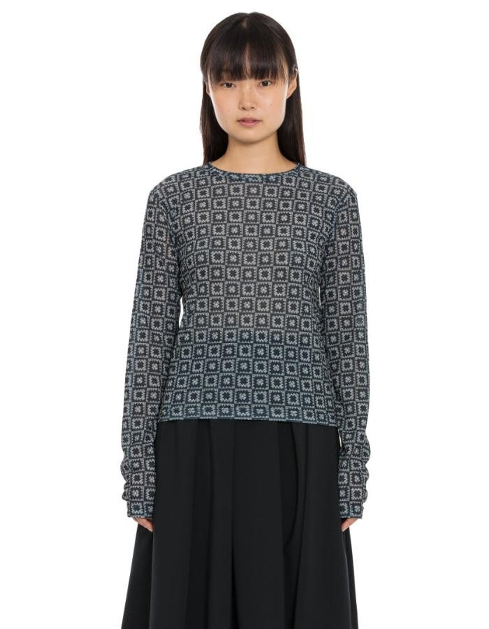 BOCBOK) GRANNY SQUARE JERSEY TOP (BLACK PRINT) 2차 재입고