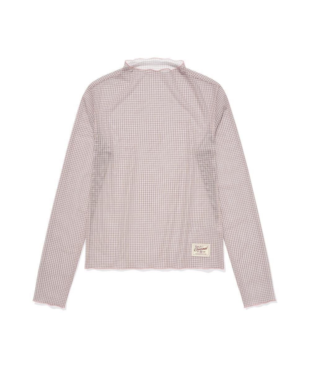 우먼 메쉬 터틀넥 롱슬리브 라이트 핑크