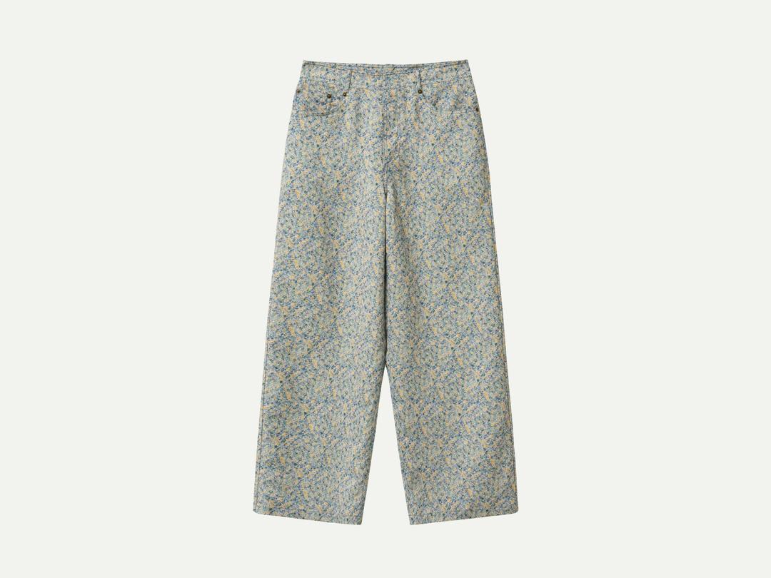 Via Karan flower wide pants (Blue flower)