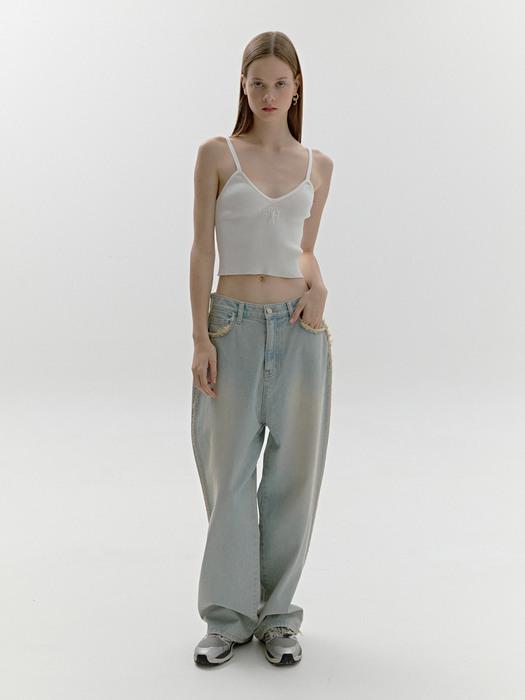 데미지 워싱 데님 팬츠 [라이트블루]