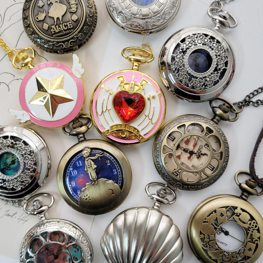 카드 캡터 어린왕자 앨리스 목걸이 팬던트 시계 세일러문 회중시계 포켓와치