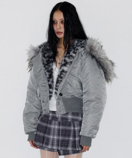 Fur Trim MA-1 Padded Jumper (GREY)