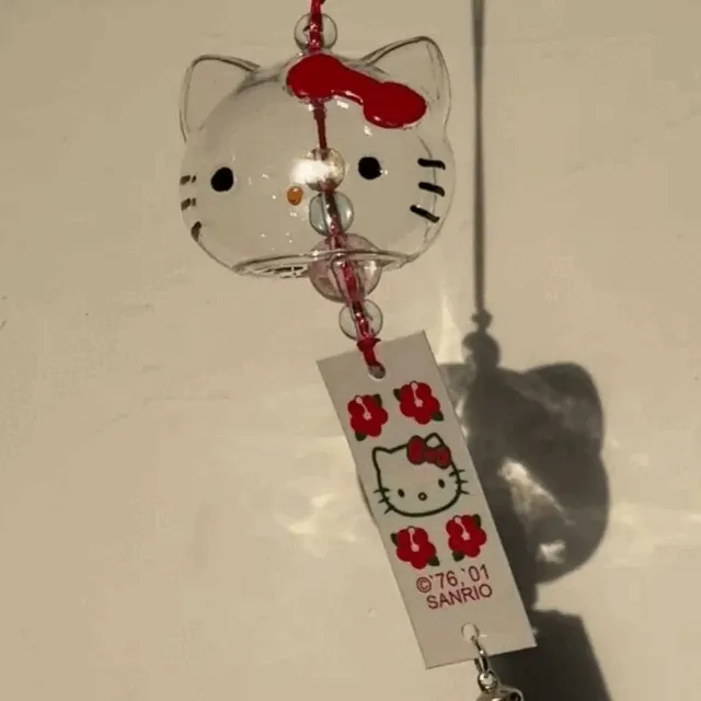 키티 후우링 풍경 유리 종 인테리어 소품 악세사리 차량 방 현관문 카페 꾸미기