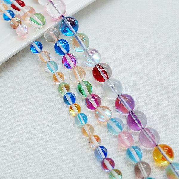 [4-1097-01] 원석 6~10mm 월광석(합성)/유광믹스