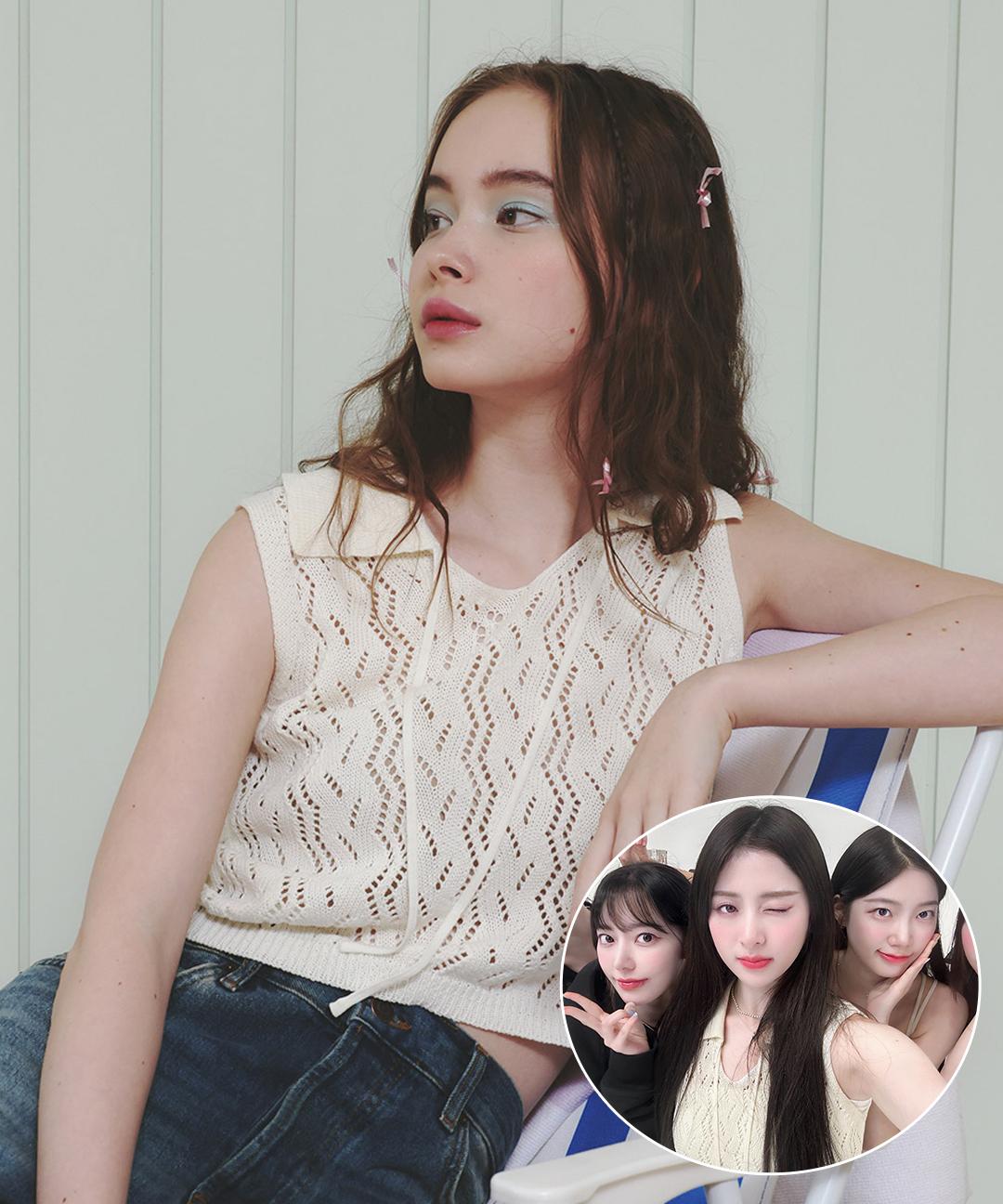 [르세라핌 허윤진 착용] Wavy Collar Summer Vest ( Ivory )