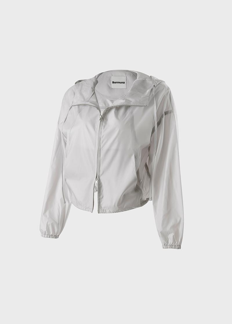 GLOSSY HOODIE ANORAK (GREY)