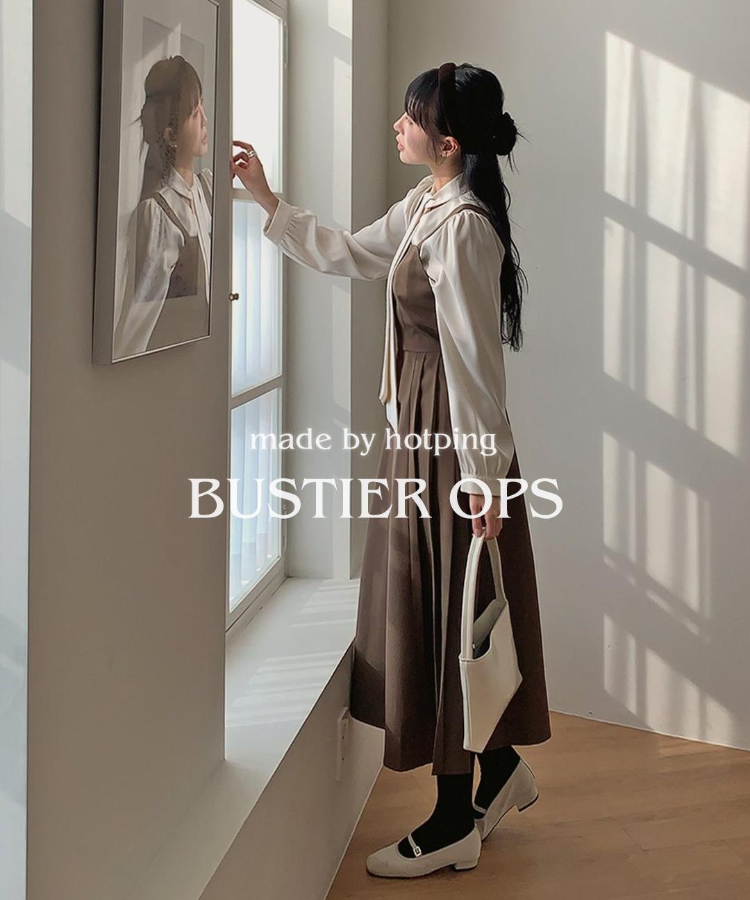 핫핑 [하객룩추천✨][MADE] 모코 뷔스티에 핀턱 스트랩 롱 원피스(44~99) (하객룩-하객룩원피스-가을-겨울-빅사이즈원피스-빅사이즈뷔스티에-플리츠원피스-스퀘어넥원피스-하객룩)