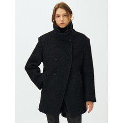 HOURGLASS WOOL DOUBLE PEA COAT / CHARCOAL