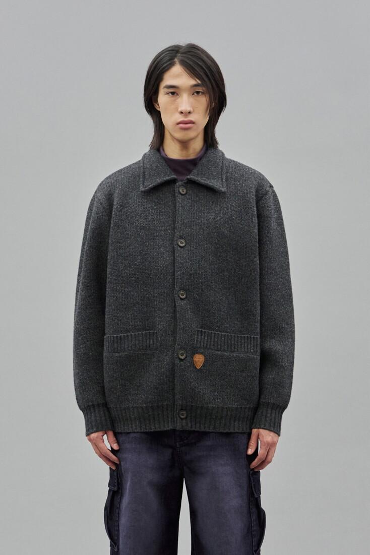 Button Up Knit Cardigan_Charcoal Grey