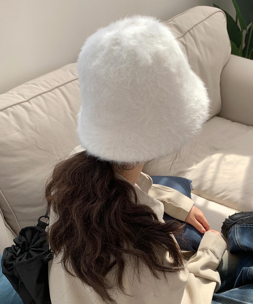 앙고라 둥근벙거지(버킷햇 벙거지 털모자 앙고라)