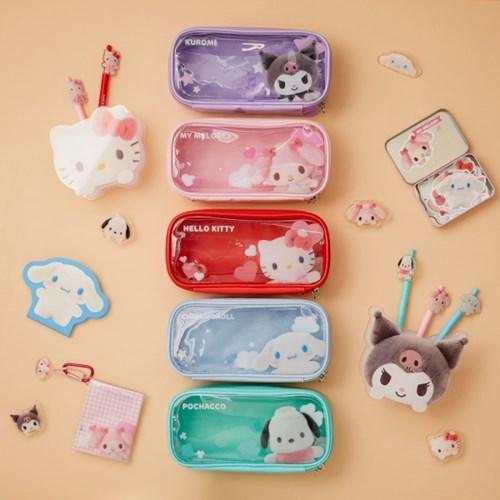 [Sanrio] 폼폼 투명 파우치/필통 (5종)