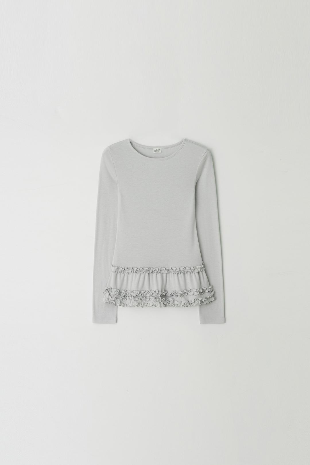 Ruffle Detail T-shirt (light gray)