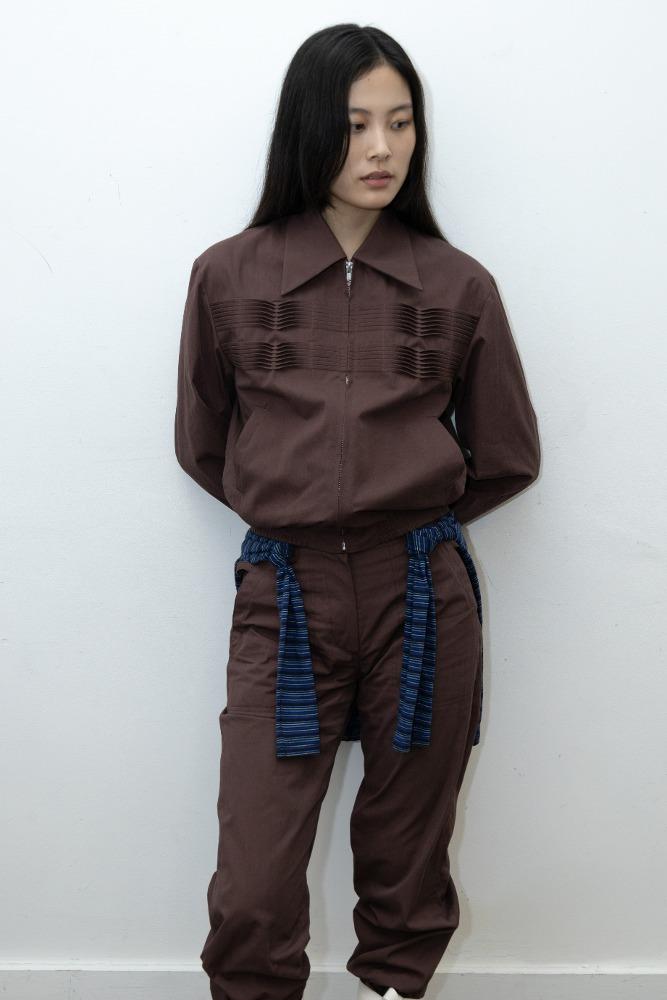 Pintuck jacket - Brown