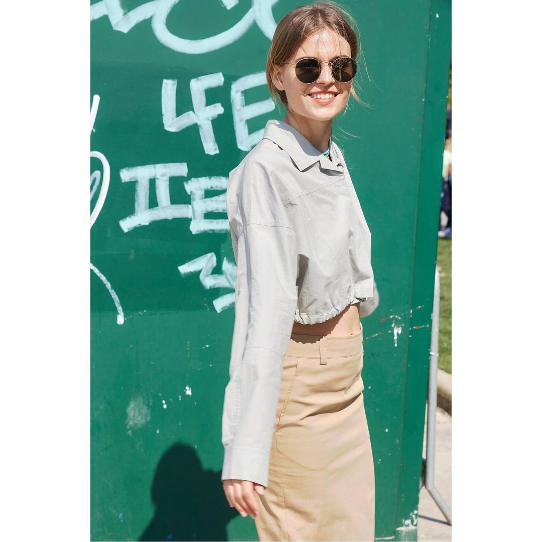 크롭 셔츠 점퍼 라이트 그레이