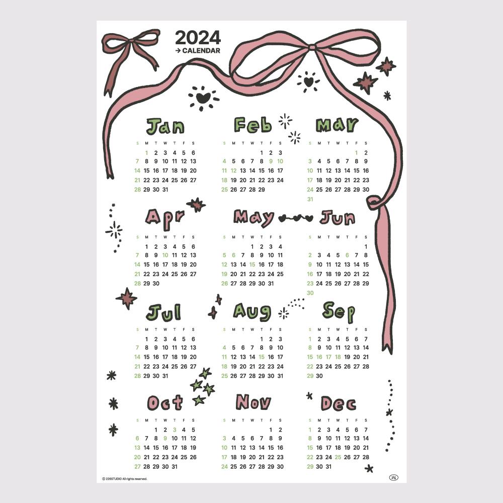 2024 ribbon calendar poster 2024 달력 포스터