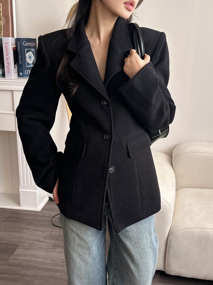 윈터 허리라인 어깨패드 루즈핏 하프 싱글 클래식 겨울 자켓