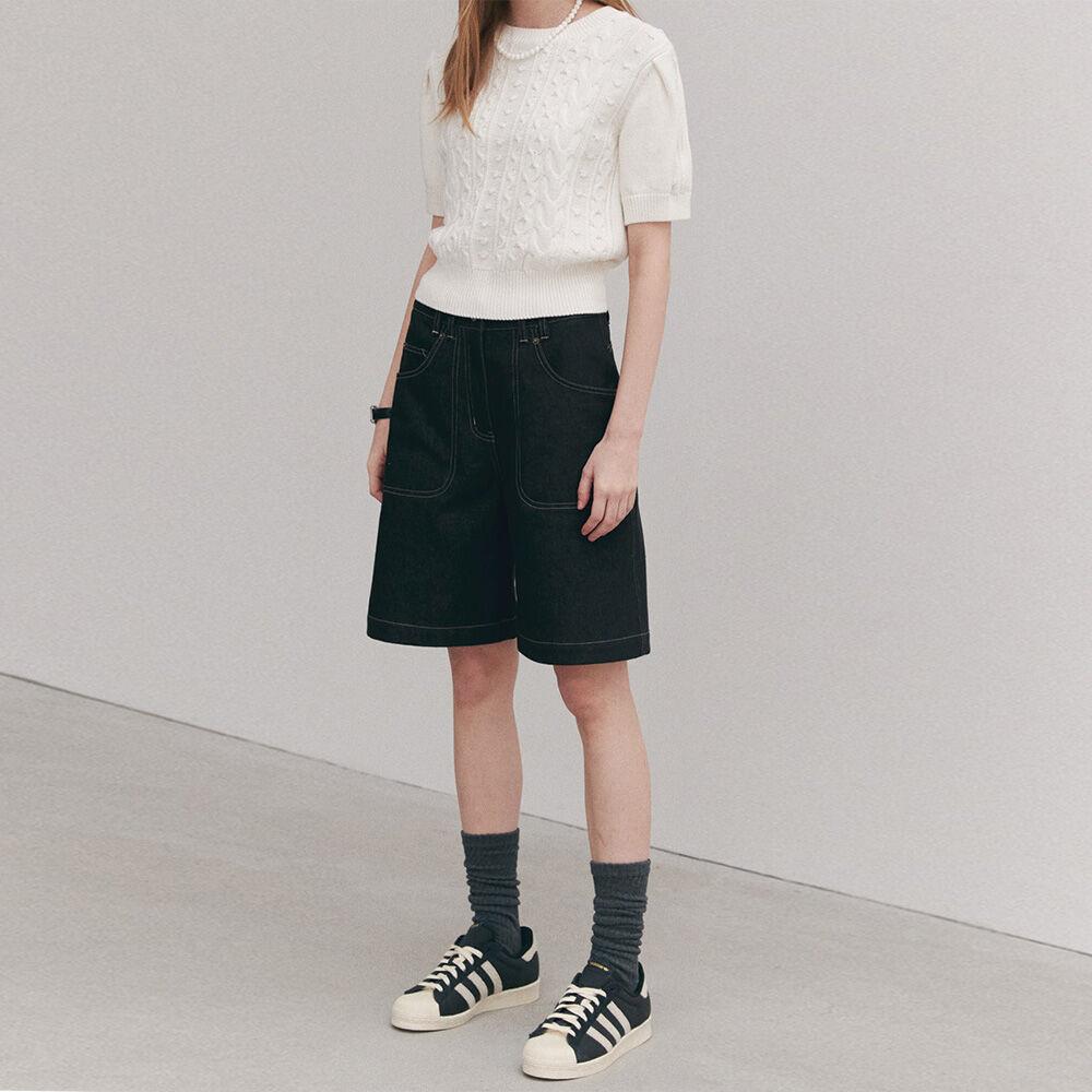 [7/5 예약배송] DENIM BERMUDA PANTS (moat black)
