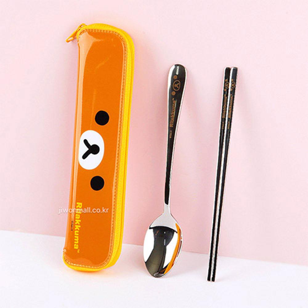 리락쿠마 캐릭터 멀티 슬림 스텐 수저세트(브라운) 464964