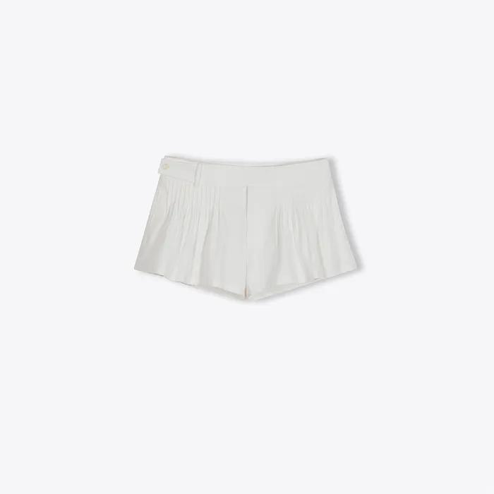PLEATED GURKHA LOW WAIST SHORTS (WHITE)