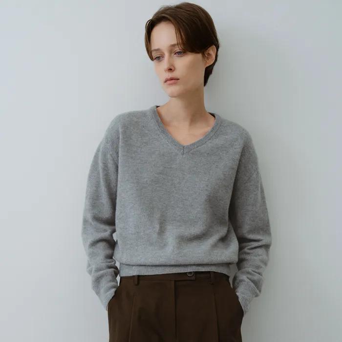 [2차] Basic wool v-neck knit (melange)