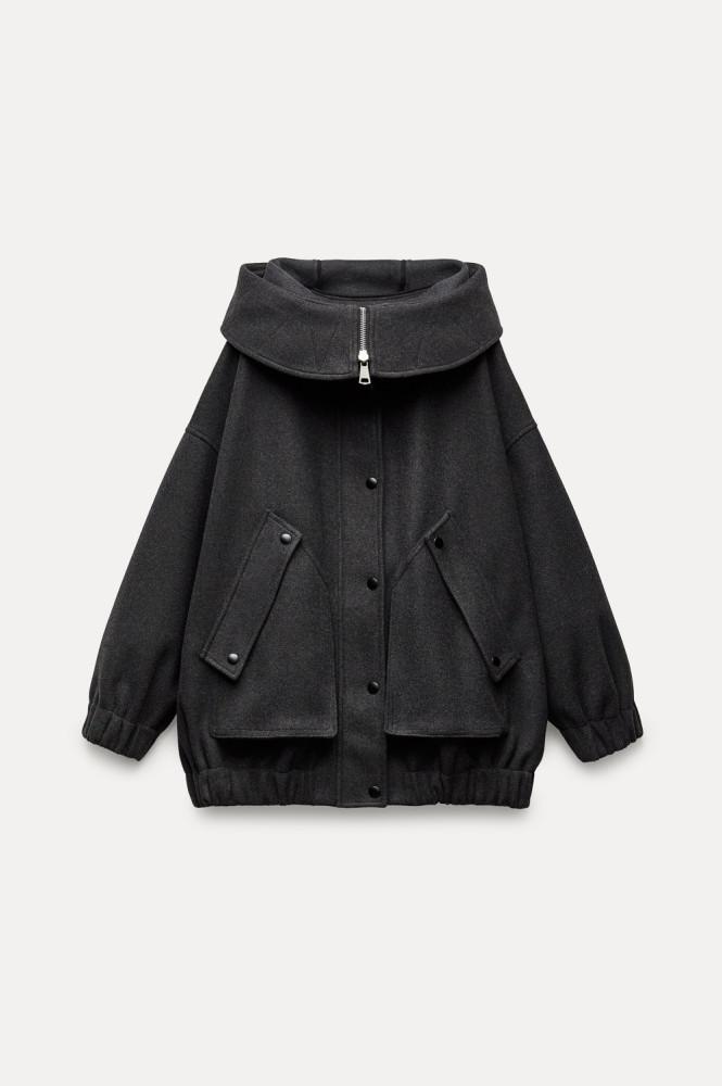 자라 공홈 리본 오버사이즈 파카 ZW COLLECTION OVERSIZED PARKA WITH BOWS 7522/275 : bymim