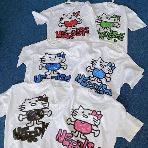 헬로키티 그림판 반팔티 박스티 면 100%