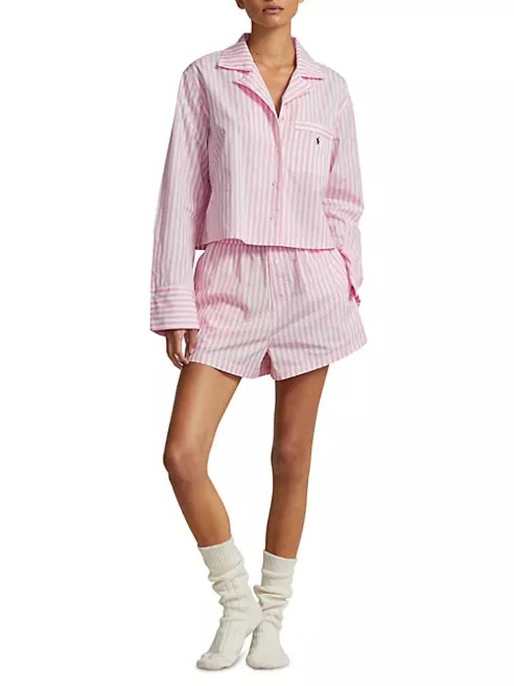 폴로랄프로렌 여성 스트라이프 코튼 투피스 쇼트 슬립 세트
