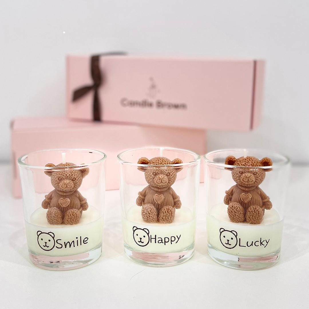 [주문제작] '귀여운 곰세마리' 니트 곰돌이 소이 캔들 3개 세트 [선물포장]