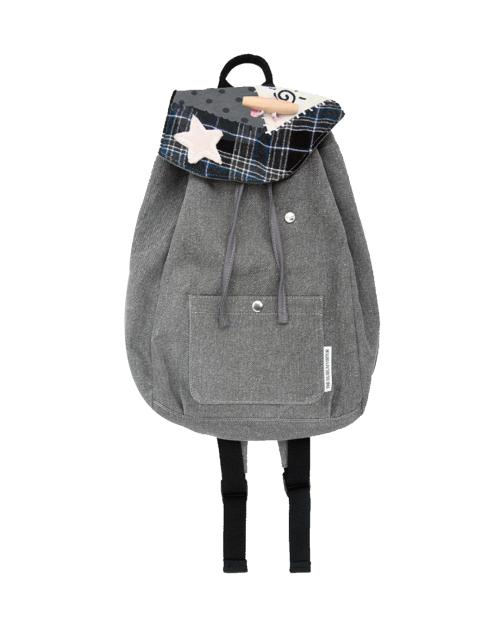 PATCHWORK STRING MINI BACKPACK (GREY)