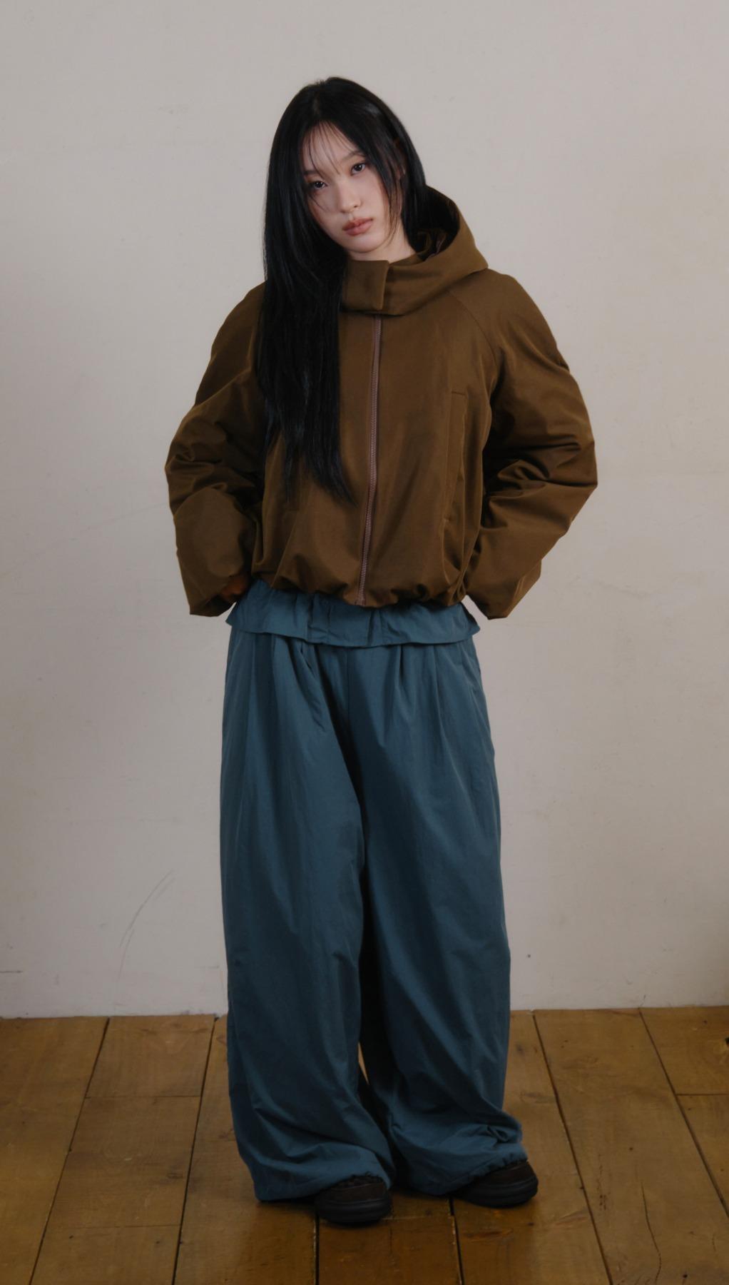 COTTON DETACHABLE HOOD PADDED JACKET (KHAKI BROWN)