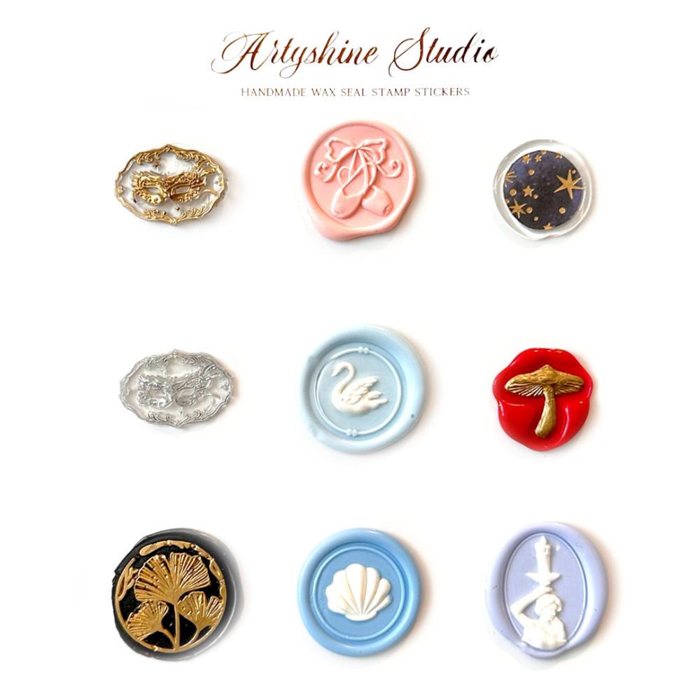(Wax Seal Stickers ) Mix.  9 Pieces