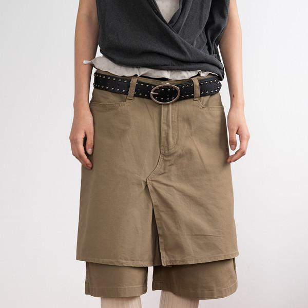 Cotton Layered Bermuda Pants (Beige/3size)