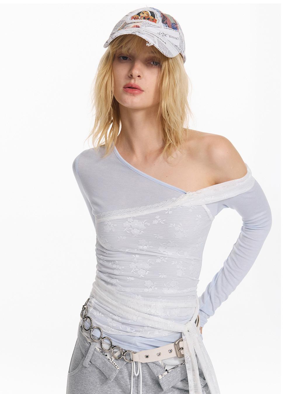 Lace Drape Asym Top (2color)