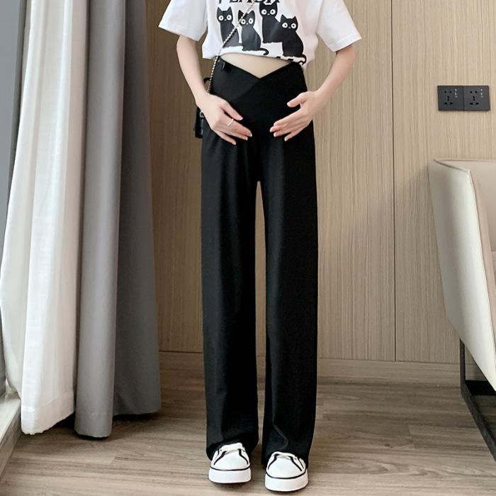 3천장 돌파! (M-2XL) (5color) 베이직 임부복 하이 웨스트 사선 밴딩 와이드 10부 면 팬츠 바지 [편한/임신부/임산부/필수템/쟁여두기/기본템] 블랙 살구 베이지 핑크