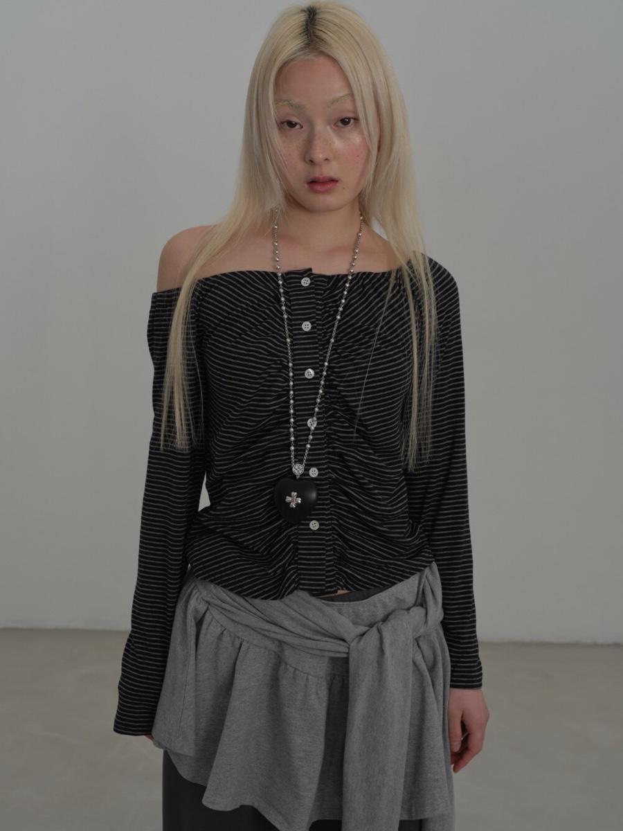 Stripe Gather Unbalanced Top