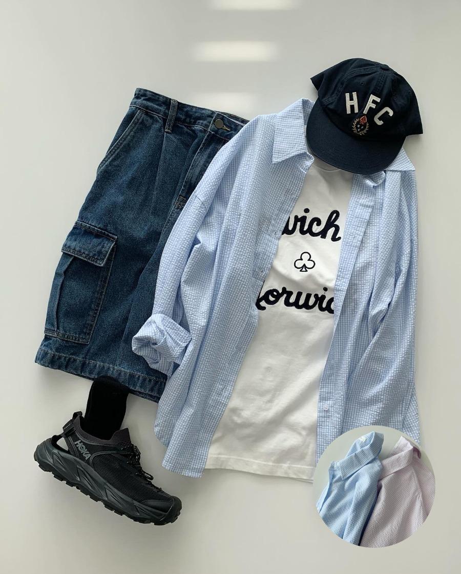 mi seersucker small check shirts