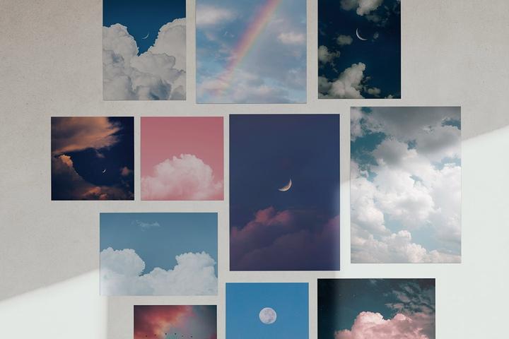 감성 풍수 인테리어 블루 하늘 구름 엽서 포스터 48종