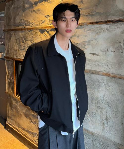 도브 울 웨이브 라인 자켓 [BLACK]