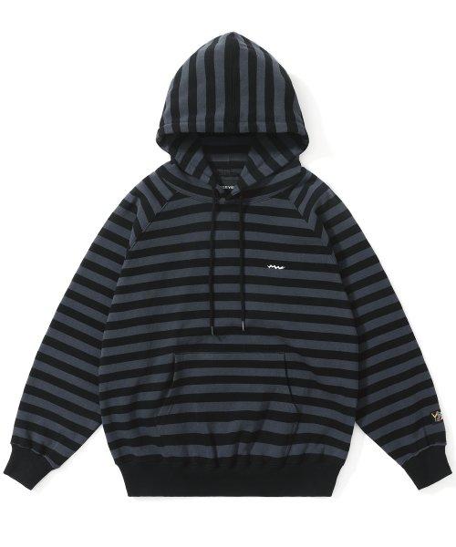 SN-Stripe Raglan Hoodie Black