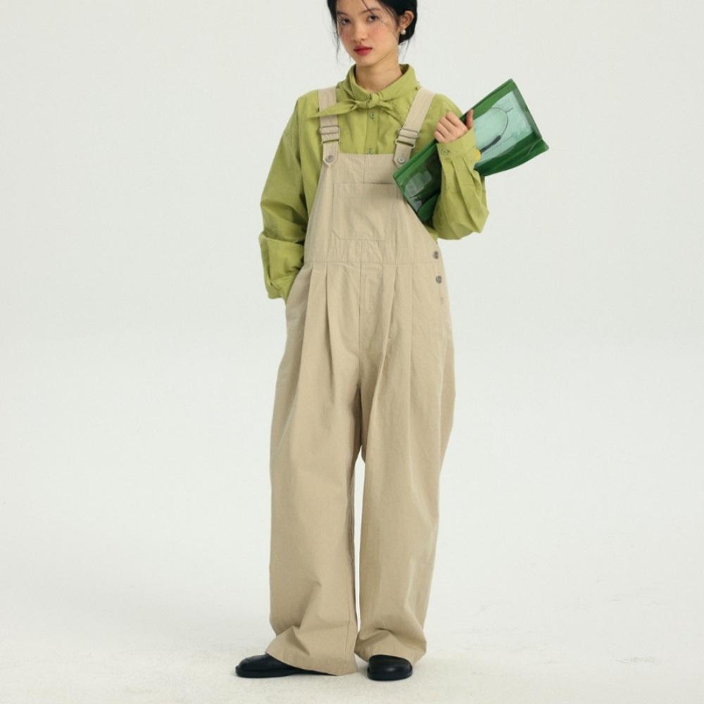 ODDMAKER 와이드점프수트 멜빵바지 오버롤 팬츠 카키 네이비