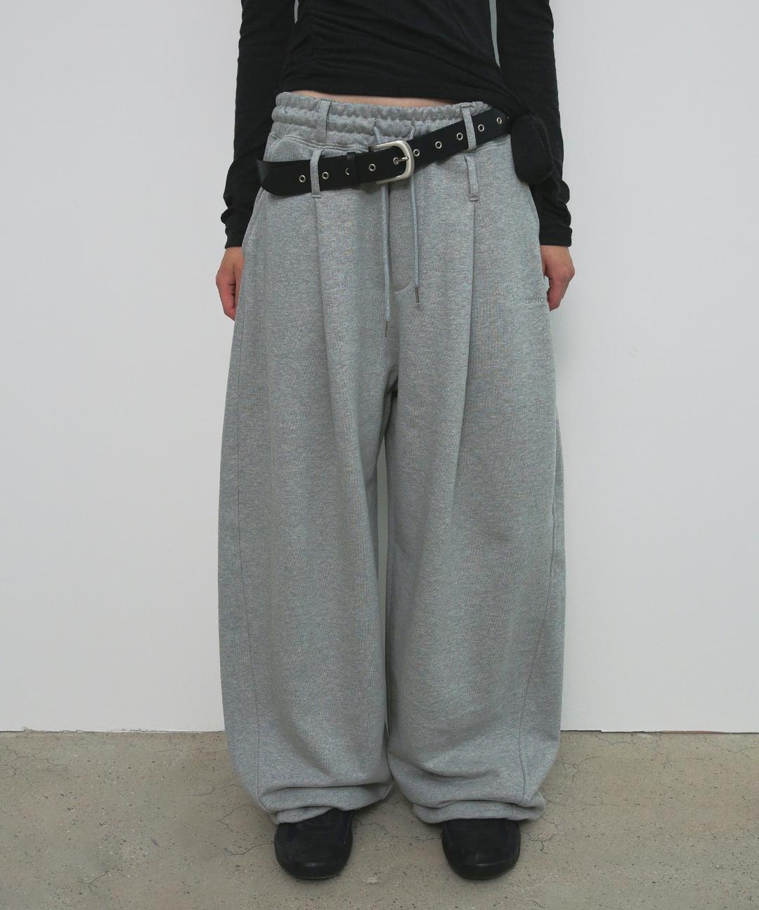 [ 4TH REORDER ] OVERFIT SWEAT PANTS_MELANGE GREY